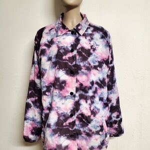 PINK Victoria's Secret Snap Front Coach Jacket Watercolor TieDye Women's Size S